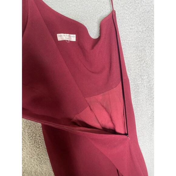Dress The Population maroon Amy one shoulder crepe gown bridesmaid side slit M - Picture 8 of 13